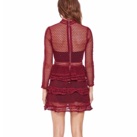 Mr Self Portrait Lace Dress Burgundy - Picture 3 of 8